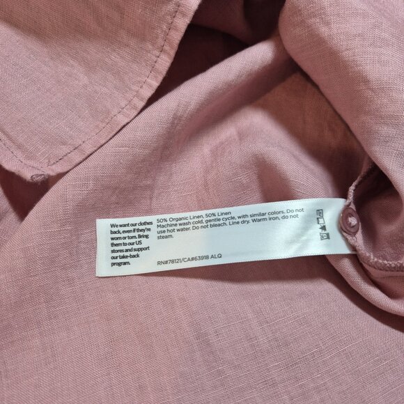 Eileen Fisher Women's Shirt Size Classic Long Sleeve Button Up Pink Pale (60) - Picture 12 of 12